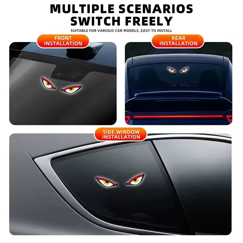 Solar Powered Car Neon Light Wireless Cool DEMON EYE Led Ambient Light Suction Cup USB Rechargeable Atmosphere Breathing Lamp
