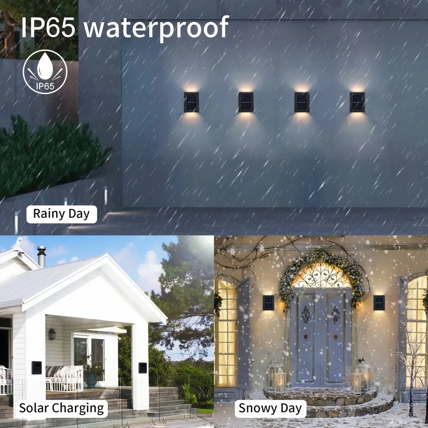 Solar Wall Lights Fence Lights Up and Down Fence LED Outdoor Waterproof Lamps Dusk to Dawn LED Lighting Wall Sconces