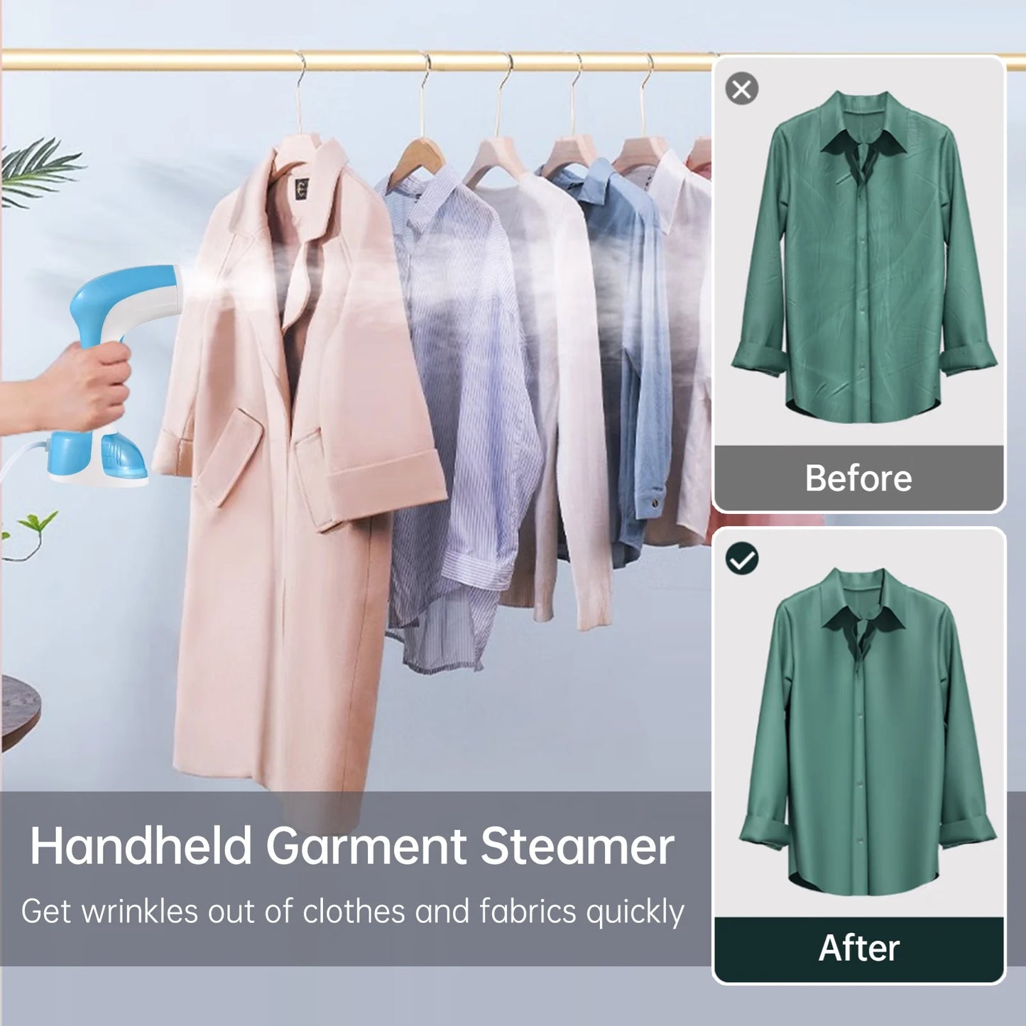 Clothes Handheld Garment Steamer 1100W Clothes Steamer Portable Quick Heating with 120ML Detachable Water Tank