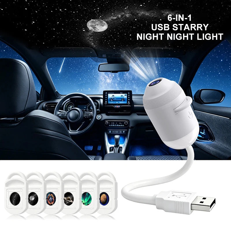 New HD Smart Starry Sky Projector Night Light USB Plug And Play 360° Adjustable Galaxy Atmosphere Lamp For Car Interior Bedroom