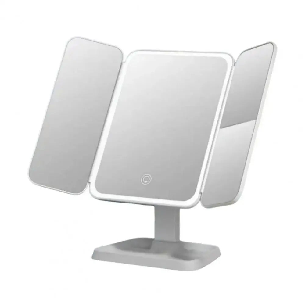 3X/2X/1X Magnifications Cosmetic Mirror Touch Sensor Switch 3 Panels Makeup Table Mirror Folding Wide Angle Smart Mirror Desktop