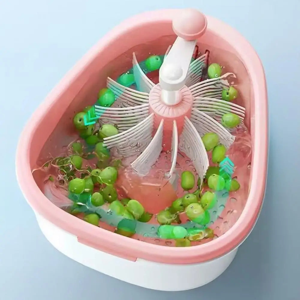 Produce Cleaner Family Size Fruit Bowl Fruit Cleaner Spinner with Rotating Vortex Produce Rinse Bowl Drain Basket for Berries