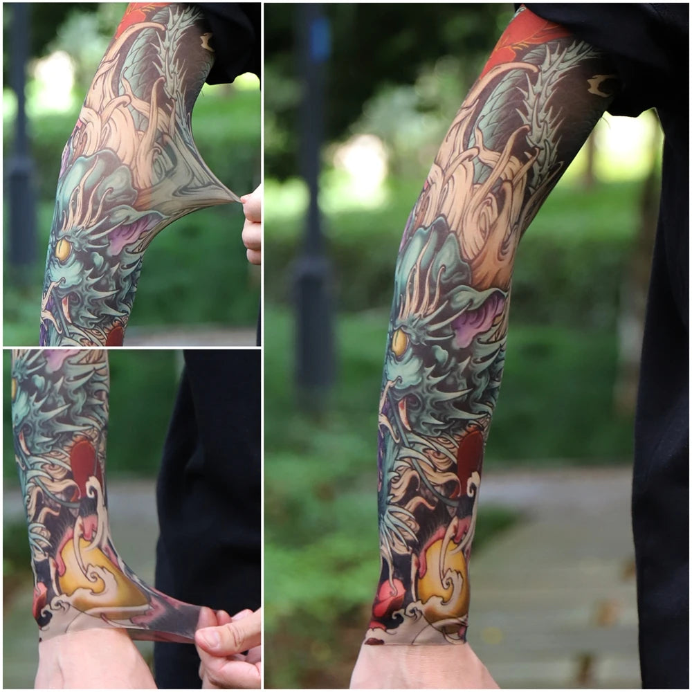 1PC Ultra thin seamle Tattoo  Sleeves Arm For Men Women Cool Travel Cycling Elastic Scratch Resistant Sunscreen Arm
