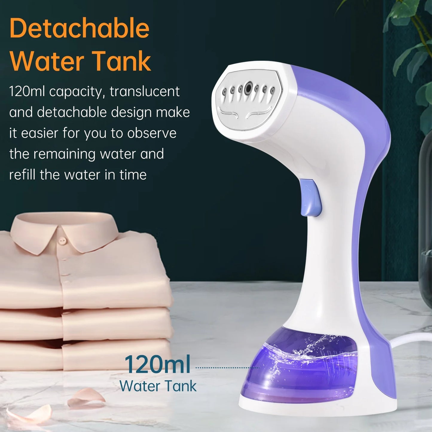 Clothes Handheld Garment Steamer 1100W Clothes Steamer Portable Quick Heating with 120ML Detachable Water Tank