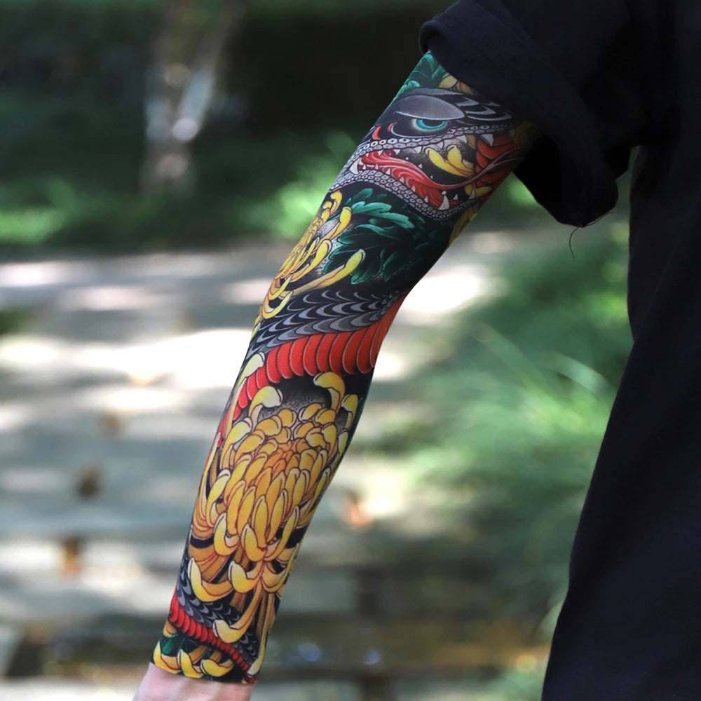 1PC Ultra thin seamle Tattoo  Sleeves Arm For Men Women Cool Travel Cycling Elastic Scratch Resistant Sunscreen Arm