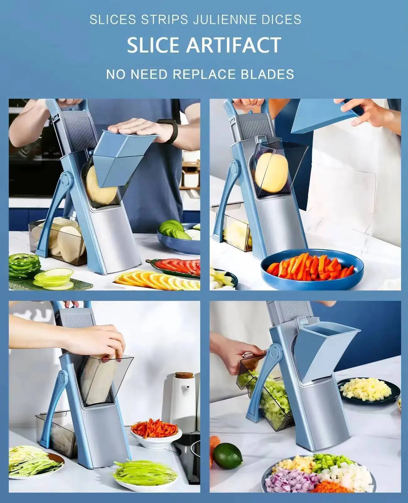 Multifunction Vegetable Safe Gadget Mandoline Kitchen Salad Chopper Potato Slicer French Fries Cutter Cooking