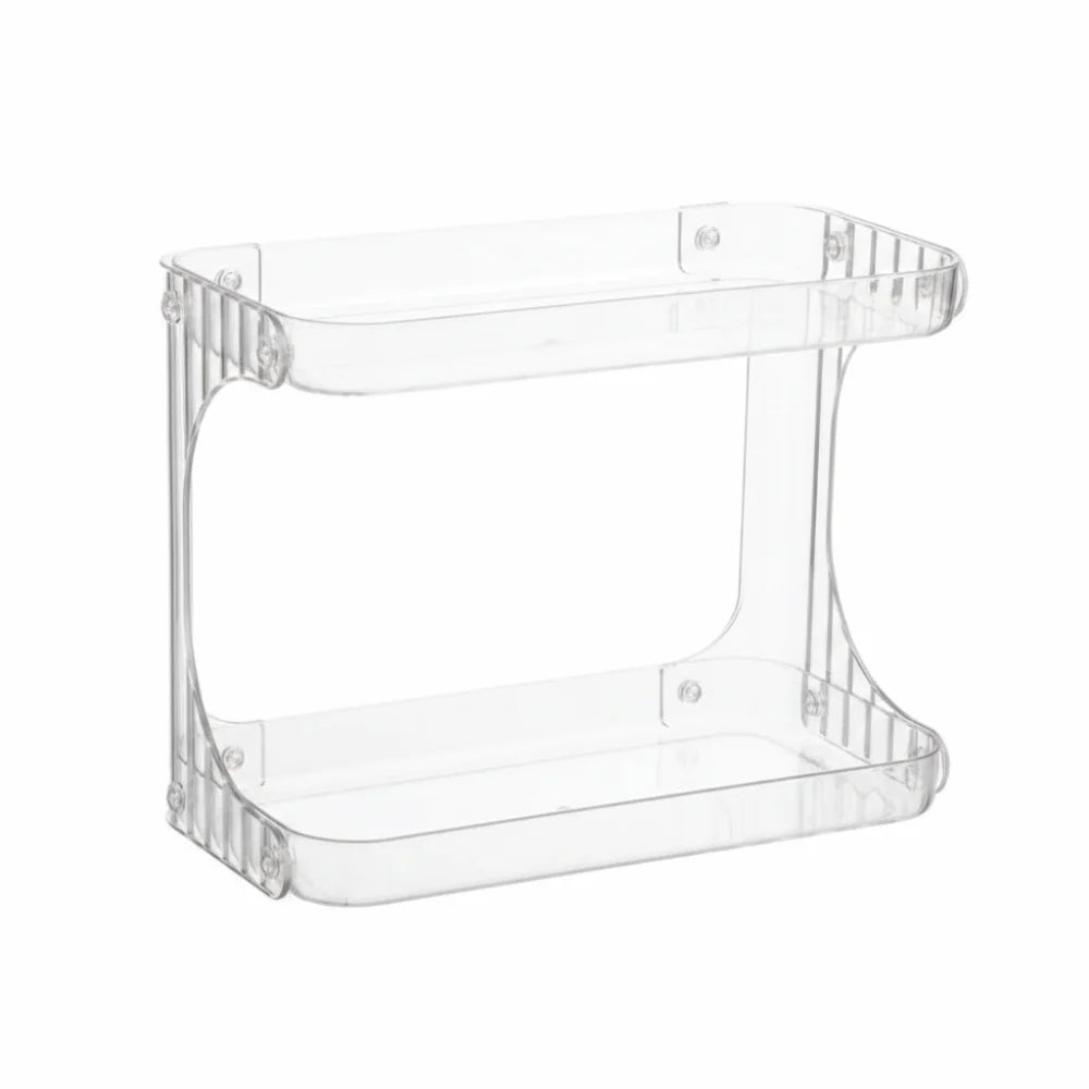 Double Layer Bathroom Organizer Transparent Display Stand Makeup Storage Rack Plastic Large Capacity Kitchen Storage Box