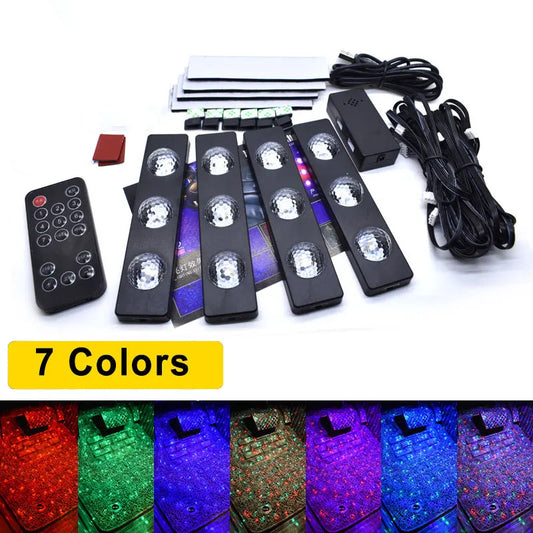 Car Interior Foot Light Auto LED Strip Atmosphere Decorative Lamp Colors Styling USB RGB LED Bulb Music voice control