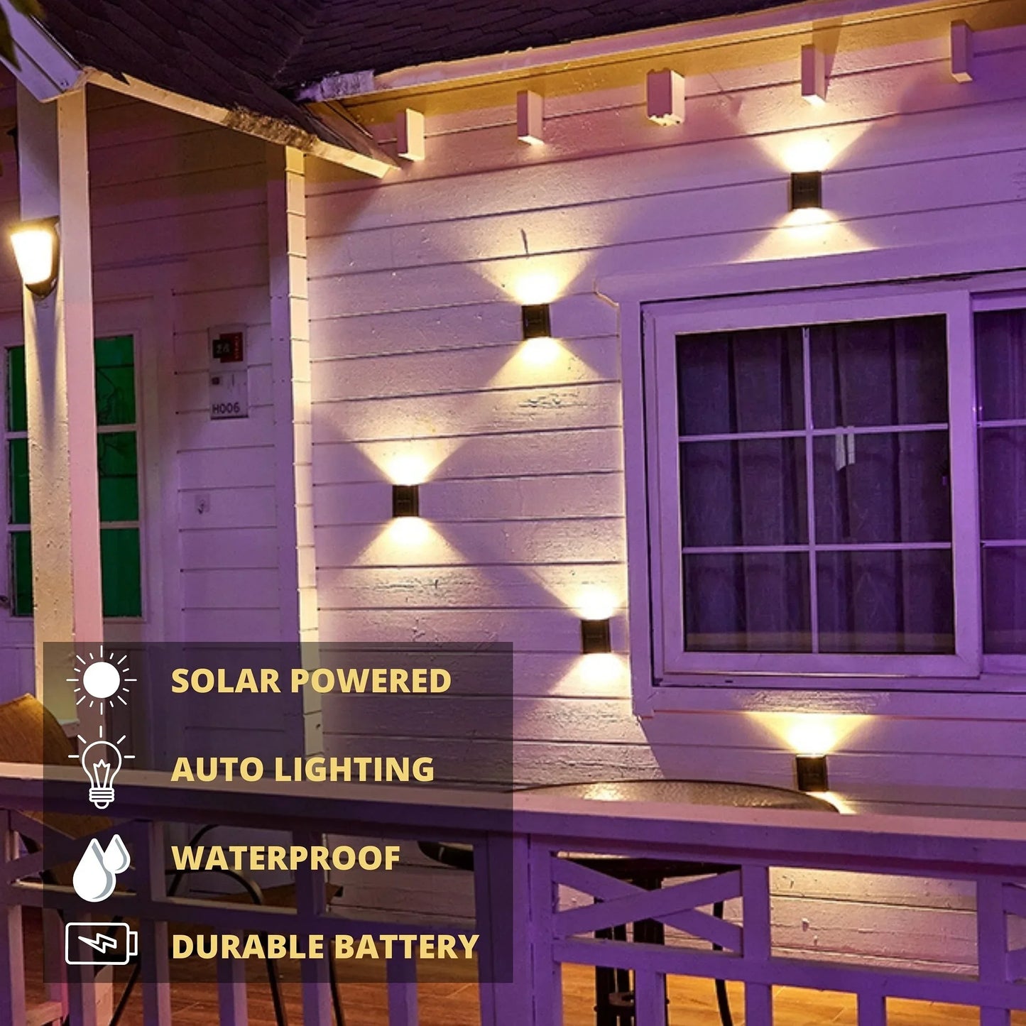 Solar Wall Lights Fence Lights Up and Down Fence LED Outdoor Waterproof Lamps Dusk to Dawn LED Lighting Wall Sconces