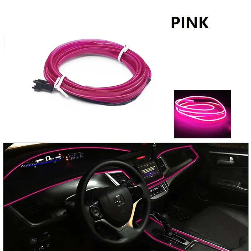 Neon LED Car Interior Lighting Strips Auto LED Strip Garland EL Wire Rope Car Decoration lamp Flexible Tube 12V