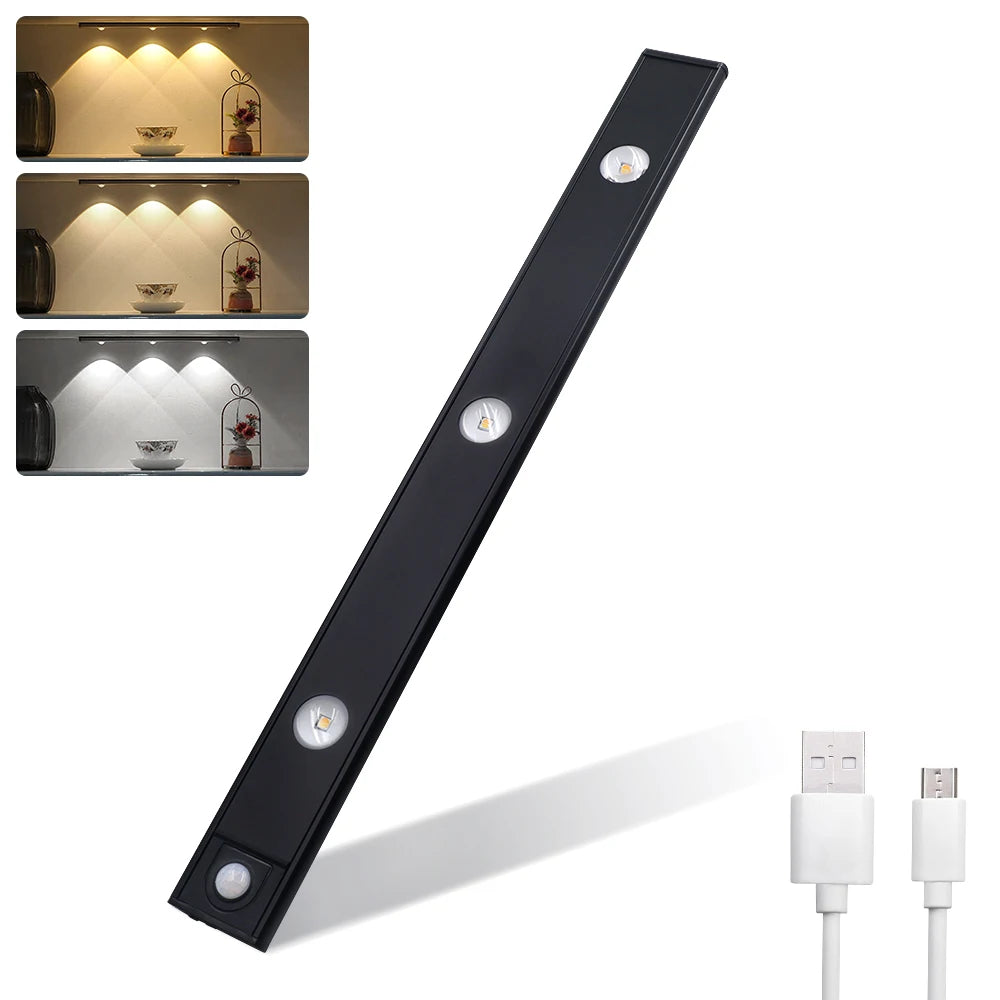 USB LED night light with human body sensor, wireless ultra-thin LED light, traceless magnetic decoration, suitable for kitchen cabinets, bedroom wardrobes and other interior decorations.
