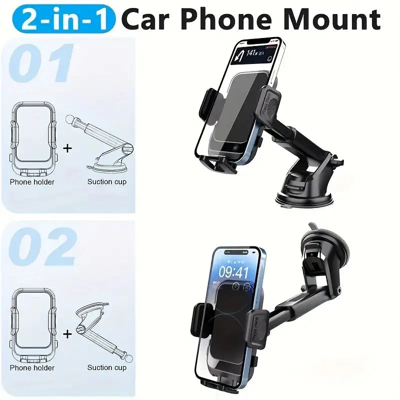 360° Rotatable Dashboard Phone Holder with Navigation & Smart Mount Adjustable Soft PVC Car Phone Stand with 270° Rotating Head