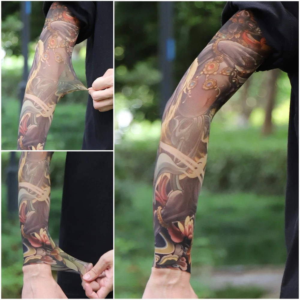 1PC Ultra thin seamle Tattoo  Sleeves Arm For Men Women Cool Travel Cycling Elastic Scratch Resistant Sunscreen Arm