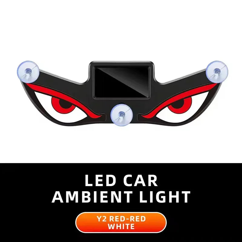 Solar Powered Car Neon Light Wireless Cool DEMON EYE Led Ambient Light Suction Cup USB Rechargeable Atmosphere Breathing Lamp