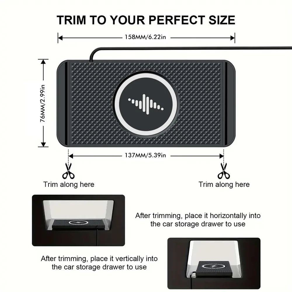 15W Wireless Car Charger Pad Non-slip Phone Charge For iPhone 17 16 15 14 13 12 Samsung S25 S24 Xiaomi 17 Pro Max Fast Charging