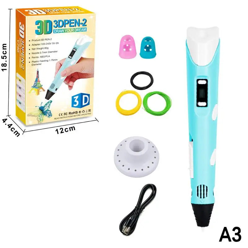3D Printing Pen Digital Display Intelligent Pen Making Doodles Graffiti ArtsCrafts With USB Cable