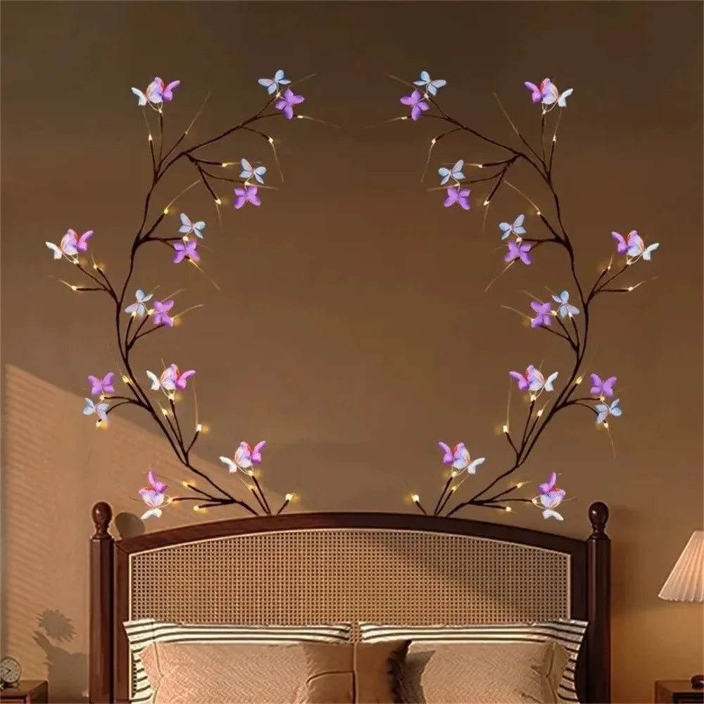 30 LED Willow Vine Light 8 Lighting Modes USB Powered Butterfly Tree Light Party Holiday Decoration Waterproof Tree Branch Light