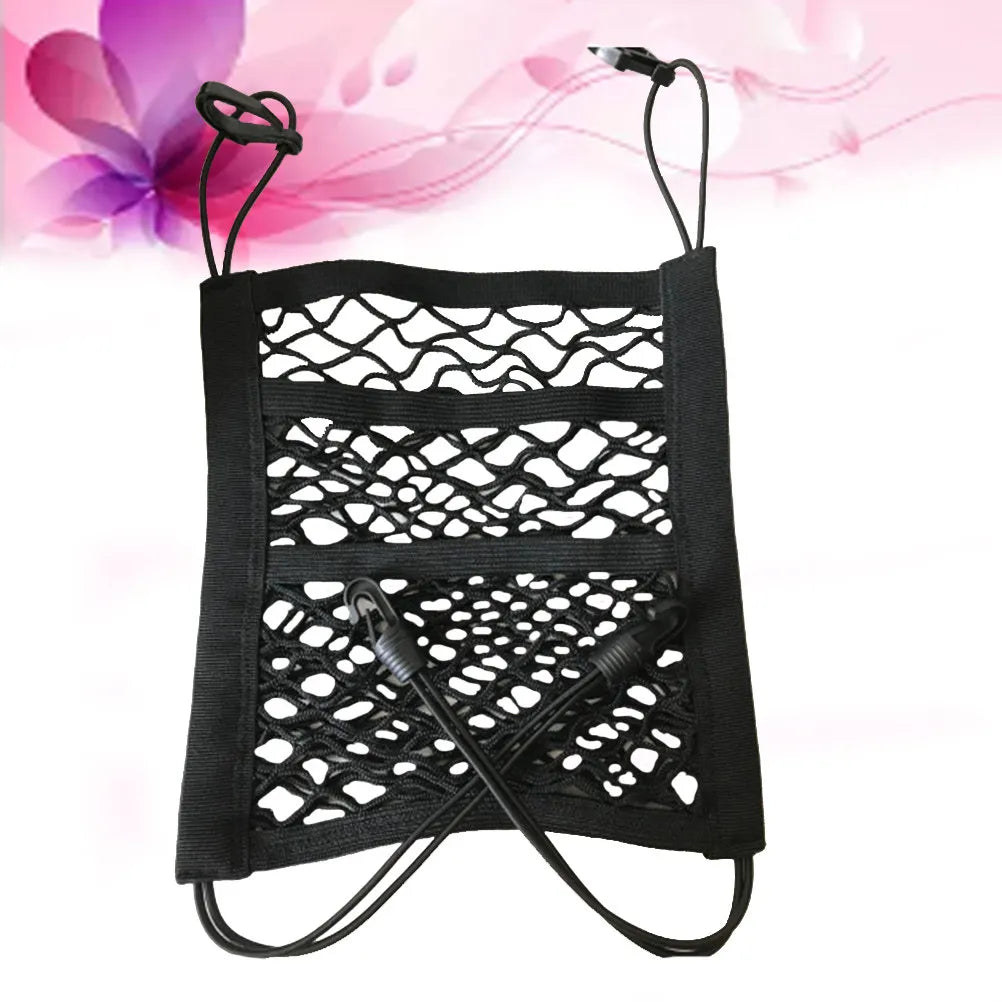 3 Layer Car Seat Net Organizer Heavy Duty Polyester Backseat Storage Holder for Suv Truck Disturb Stopper Between Seats Black