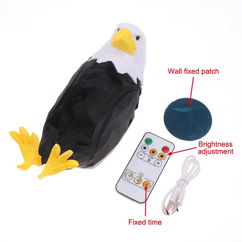Remote Control Charging Eagle Light 3D Wall Lamp Eagle Shape Projector Modern Creative Atmosphere Lamp Light 3D Print Animal