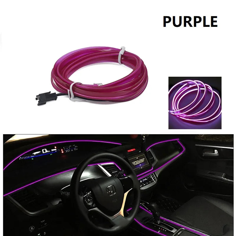 Neon LED Car Interior Lighting Strips Auto LED Strip Garland EL Wire Rope Car Decoration lamp Flexible Tube 12V