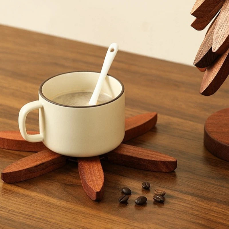Bamboo Creative Walnut Colored Tree Insulation Mat Christmas Tree Insulation Table Mat, Home Cup Mat Clay Pot Mat New Year
