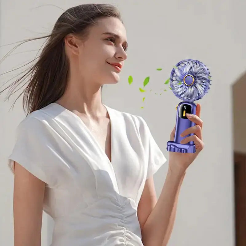 Personal Hand Fan LCD Display Pocket Portable Personal Fan 10000mAh Rechargeable Powerful Quiet Air Circulation For Women Men