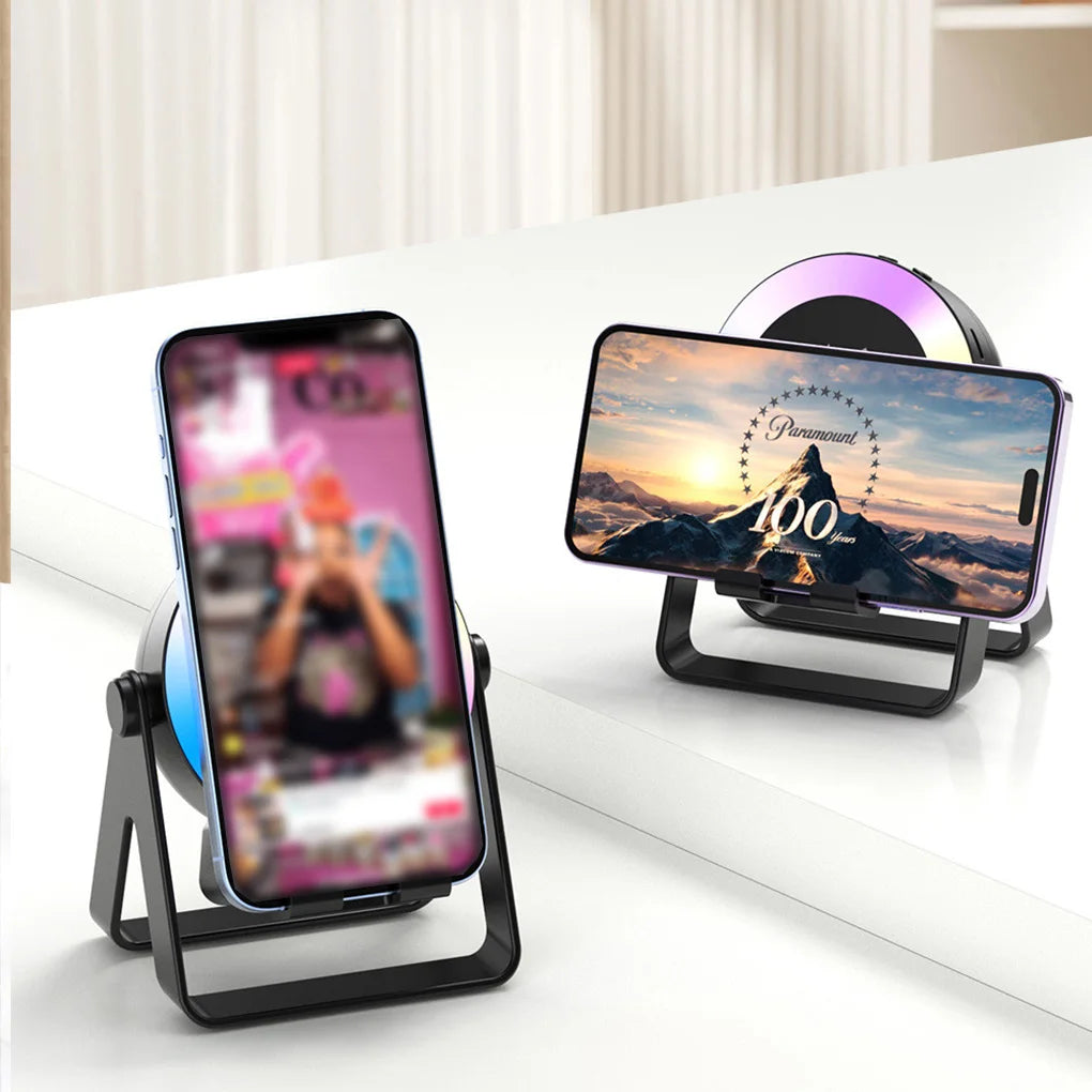 Mini Bluetooth Wireless Speaker Sound Amplifier with Stand 360Rotation Speaker Audio Automatic Connection Subwoofer