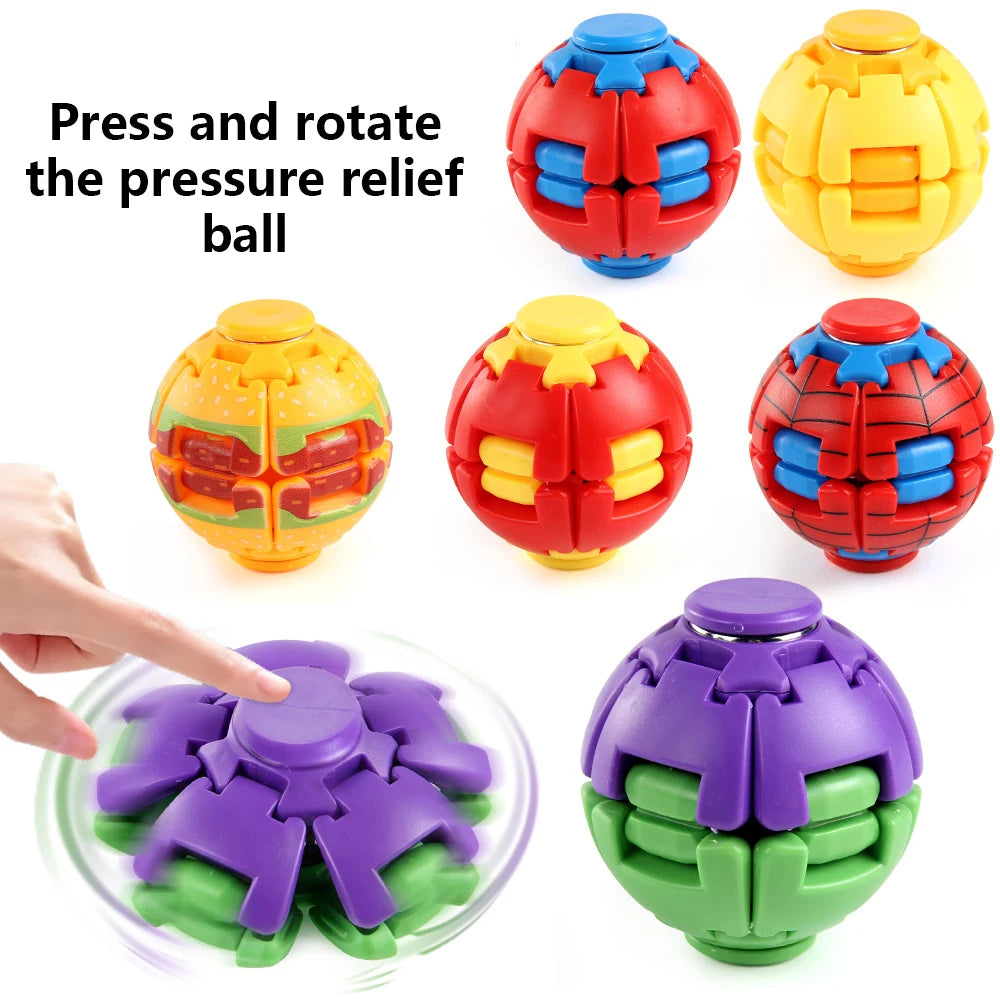 Portable 3D Printing Antistress Fidget Spinner Color Pressure Reducing Ball Press Rotate Relieve Stress Office Toy Children Gift