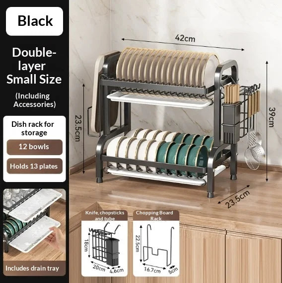 Kitchen Multifunctional Drain Bowl Rack Dish Shelf Kitchen Countertop Drying Rack Small Storage Dish Rack
