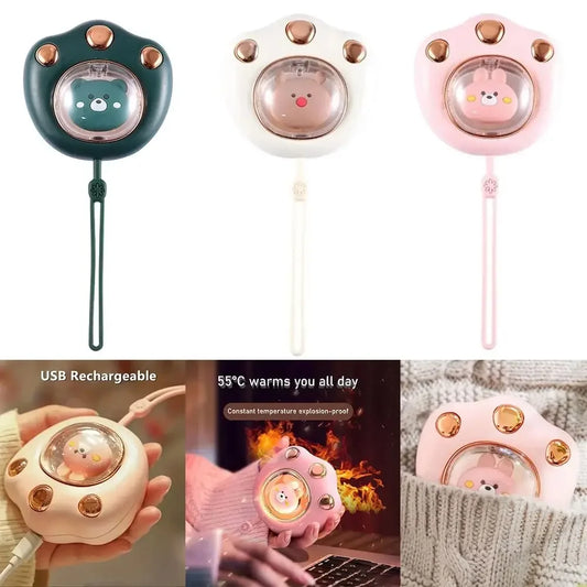 Cute Mini Cat's Claw Hand Warmer Rechargeable 2 Heat Levels Electric Heater Portable Pocket Warmer Students