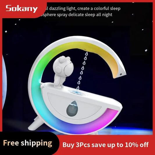 A59E-Anti-Gravity Air Humidifier RGB Light Ultrasonic Humidifier White With Bluetooth 5.0 Speaker For Home Office