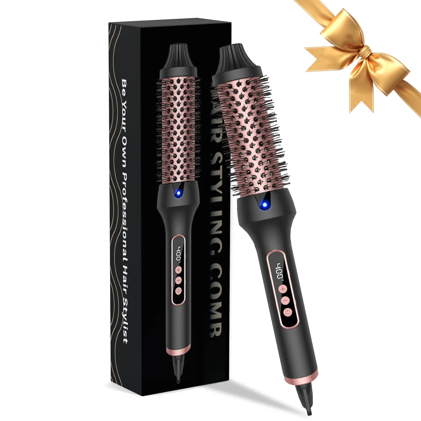 Heating Curling Comb Thermal Brush Professional Styling Round Brush Curling Iron Volumizing Hot Brush Anti Scalding Curling Comb