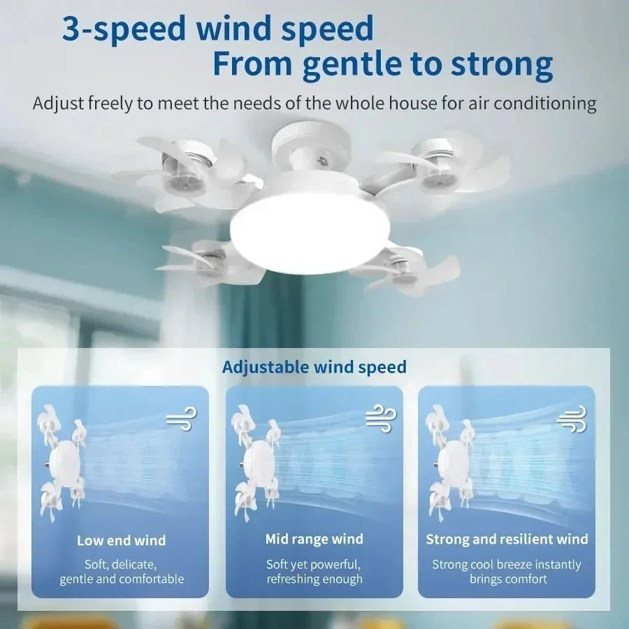 Ceiling Light With Fan 2 in 1 Remote Control Drone Silent Home Electric Fan Modern Dining Bedroom Study E27 Ceiling Pendant Lamp