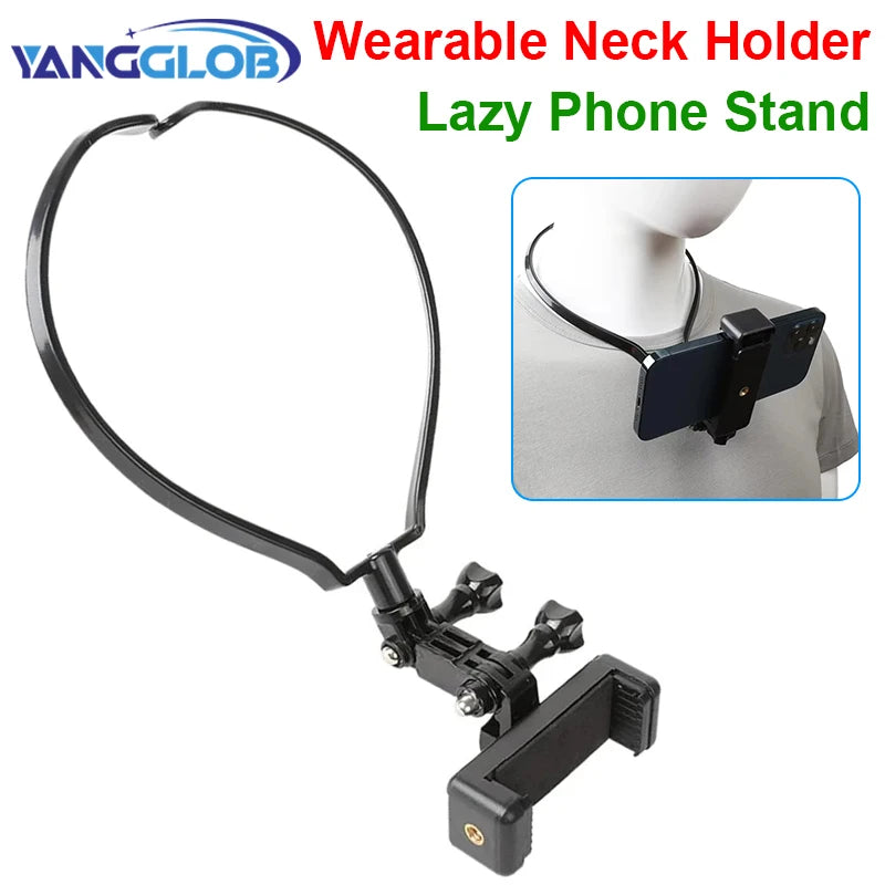 Hands Free Wearable Neck Holder Lazy Phone Stand Universal Hanging Mount for IPhone 15ProMax Samsung GoPro Dock Station Bracket