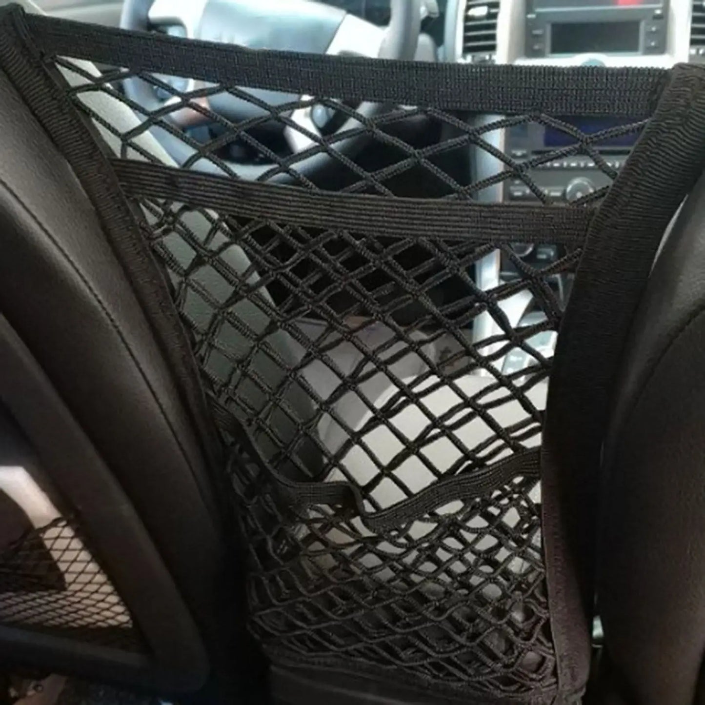 3 Layer Car Seat Net Organizer Heavy Duty Polyester Backseat Storage Holder for Suv Truck Disturb Stopper Between Seats Black