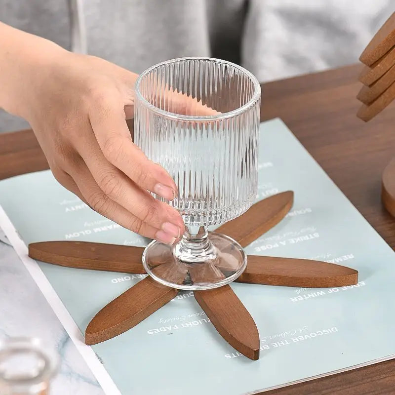 Bamboo Creative Walnut Colored Tree Insulation Mat Christmas Tree Insulation Table Mat, Home Cup Mat Clay Pot Mat New Year