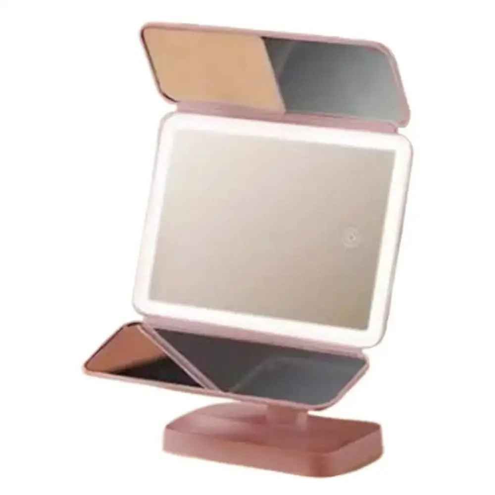 3X/2X/1X Magnifications Cosmetic Mirror Touch Sensor Switch 3 Panels Makeup Table Mirror Folding Wide Angle Smart Mirror Desktop