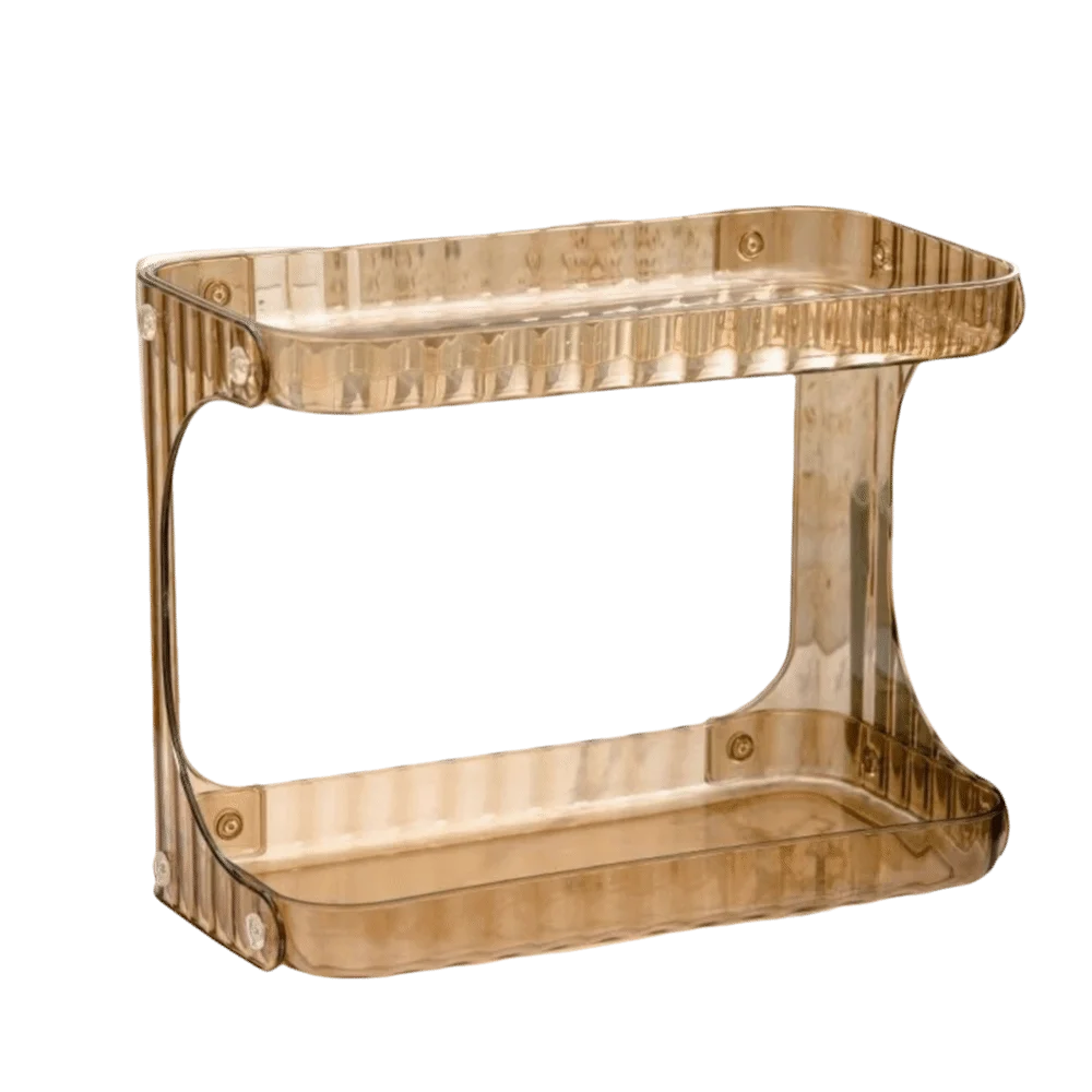 Double Layer Bathroom Organizer Transparent Display Stand Makeup Storage Rack Plastic Large Capacity Kitchen Storage Box