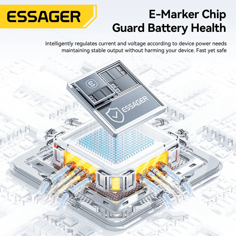 Essager 240W Type-C Cable Foldable Phone Holder Cable PD Fast Charging For iPhone 17 16 15 Pro Max Macbook Samsung Huawei Xiaomi