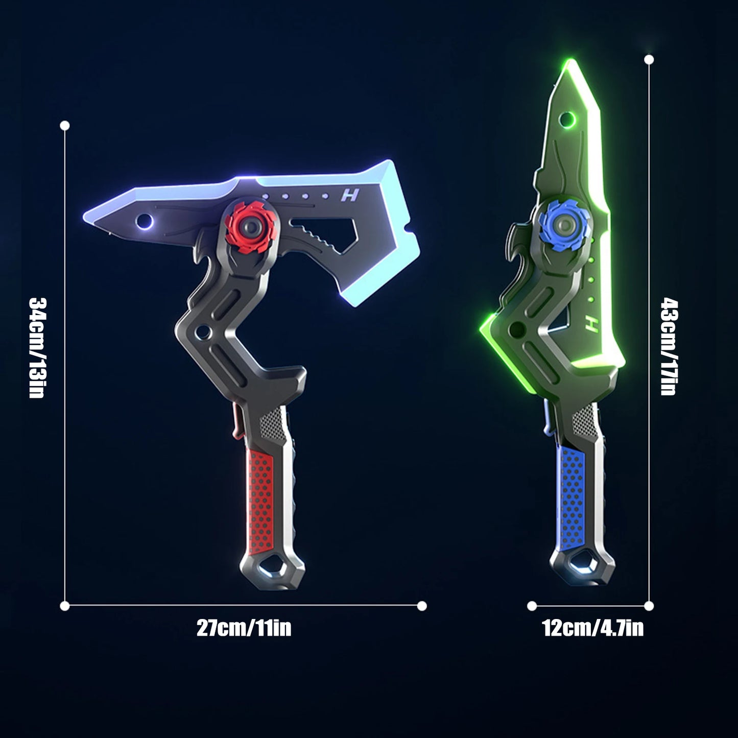 2-in-1 Deformable Mechanical Sword Axe Transformable Light Up Axe Sword Toy for Halloween Costume Holiday Party Accessories