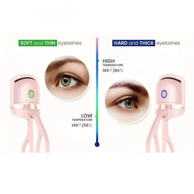 USB-Rechargeable Eyelash Curler - 2 temperature settings for customized curls that stay all day.