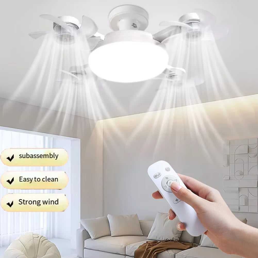 Ceiling Light With Fan 2 in 1 Remote Control Drone Silent Home Electric Fan Modern Dining Bedroom Study E27 Ceiling Pendant Lamp