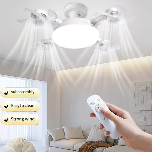 Ceiling Light With Fan 2 in 1 Remote Control Drone Silent Home Electric Fan Modern Dining Bedroom Study E27 Ceiling Pendant Lamp