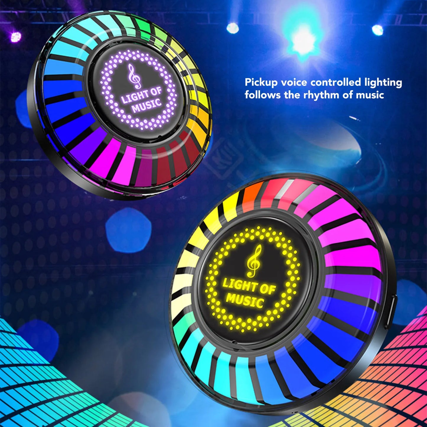 RGB Colorful Magnetic Sound Control Rhythm Light Car Voice Activated Rhythm Light Car Pickup Lamp F5 RGB Sound Control LED Light