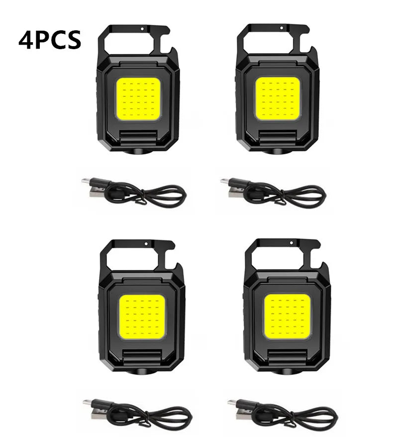 Mini LED COB 800mah Multifunctional Keychain Light Rechargeable Strong Magnetic Work Lamp Outdoor Keychain Portable Lamp