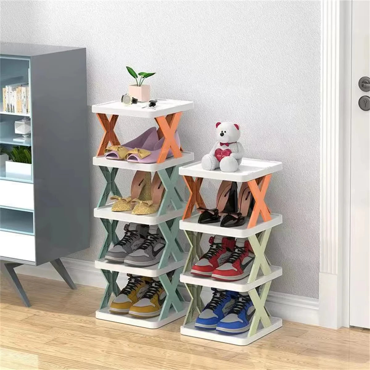 1Set Plastic Folding DIY Splicing Shoe Rack Home Simple Door Multifunctional Shoe Cabinet Multi layer Storage Rack for Shoes