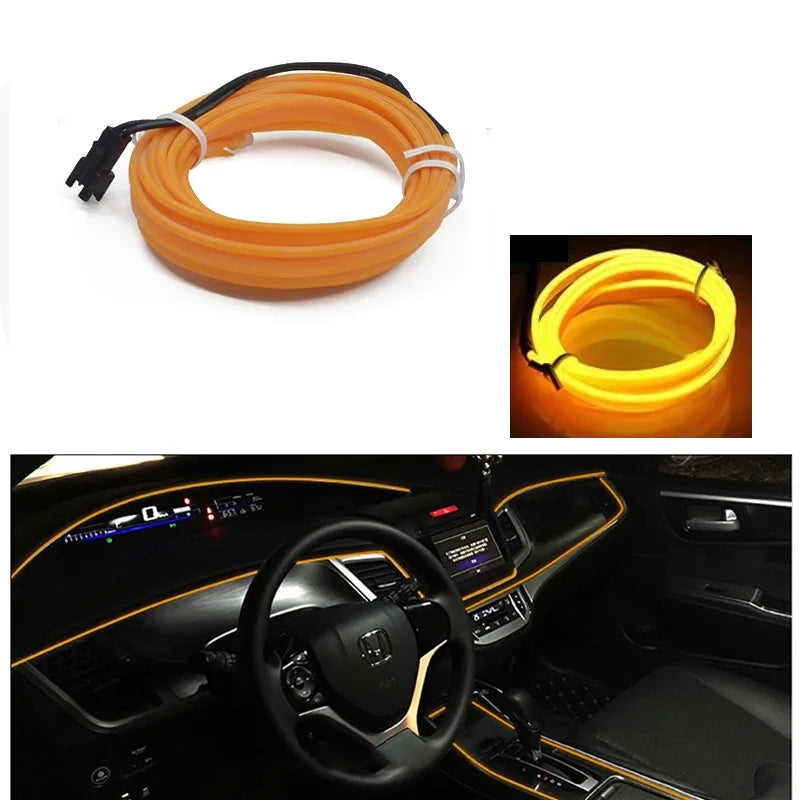 Neon LED Car Interior Lighting Strips Auto LED Strip Garland EL Wire Rope Car Decoration lamp Flexible Tube 12V