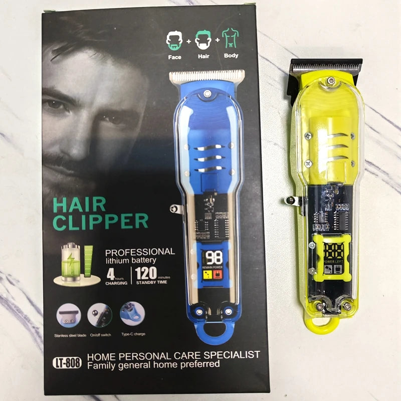 Transparent Electric Hair Trimmers Professional Hair Cutting Machine Rechargeable Clipper For Men Cordless Hair Cut Machine