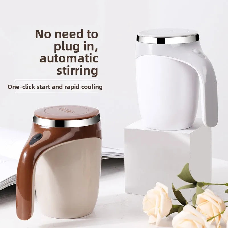 Lazy Coffee Stirring Cup Auto Stirring Cup Magnetic Rotating Electric Milk Cup Mark Cups 304 Stainless Steel 380ml Coffee Mug