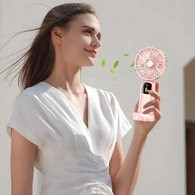 Personal Hand Fan LCD Display Pocket Portable Personal Fan 10000mAh Rechargeable Powerful Quiet Air Circulation For Women Men